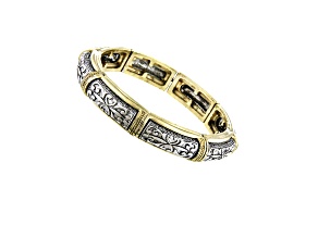 1928 Jewelry Silver Tone and Gold Tone Stretch Bracelet