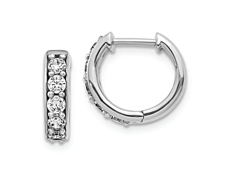 Rhodium Over 14K White Gold Lab Grown Diamond SI1/SI2, G H I, Hinged Hoop Earrings