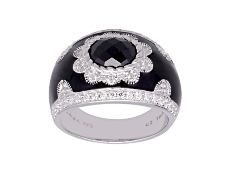 Judith Ripka 2.7ctw Black Spinel and Bella Luce Diamond Simulant Rhodium Over Sterling Silver Ring