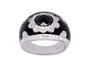 Judith Ripka 2.7ctw Black Spinel and Bella Luce Diamond Simulant Rhodium Over Sterling Silver Ring