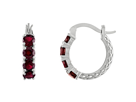 Garnet Filigree Leverback Sterling Silver Earrings 2.8ctw