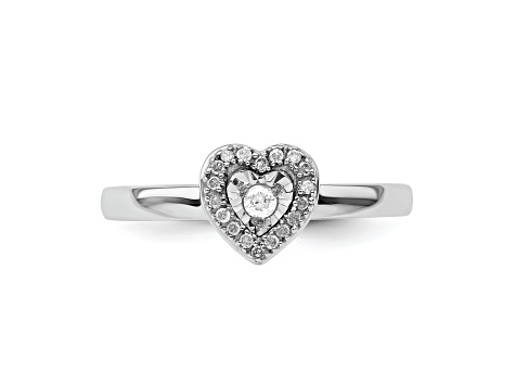Sterling Silver Stackable Expressions Heart Diamond Ring 0.122ctw