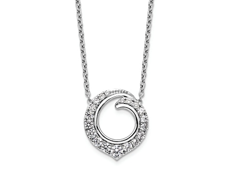 Rhodium Over 14K White Gold Lab Grown Diamond SI1/SI2, G H I, Circle 18 Inch Necklace 0.99ctw