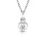 Clear Cubic Zirconia, Rhodium Plated Sterling Silver Brushed Bezel Set Heart Shape Pendant