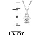 Clear Cubic Zirconia, Rhodium Plated Sterling Silver Brushed Bezel Set Heart Shape Pendant