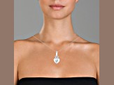 Clear Cubic Zirconia, Rhodium Plated Sterling Silver Brushed Bezel Set Heart Shape Pendant