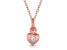 Clear Cubic Zirconia, 18k Rose Gold Plated Sterling Silver Brushed Bezel Set Heart Shape Pendant