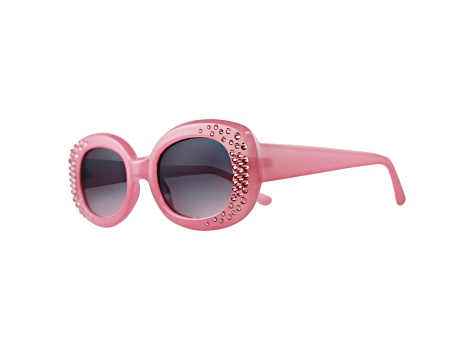Pink Crystal Oval Frame Sunglasses