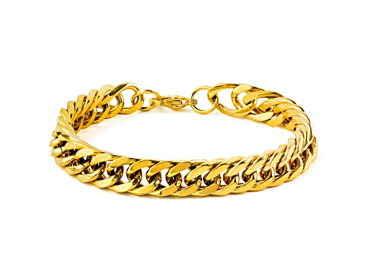 Invicta Jewelry Men's Curb Chain Yellow Steel Bracelet (10mm) - 8"