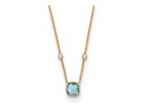 14K Yellow Gold Blue and White Topaz 18 Inch Necklace