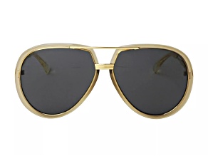 Gucci Yellow and Gold Tone Aviator Frame / Green Lens Sunglasses