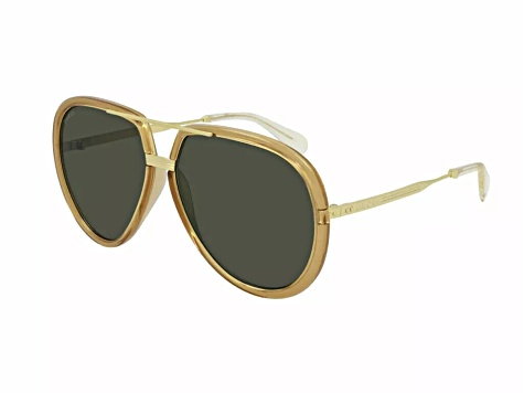 Gucci Yellow and Gold Tone Aviator Frame / Green Lens  display picture 1