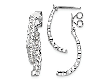 Picture of Rhodium Over 14K White Gold Lab Grown Diamond Front and Back Post Dangle Earrings
