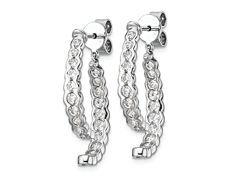 Rhodium Over 14K White Gold Lab Grown Diamond Front and Back Post Dangle Earrings