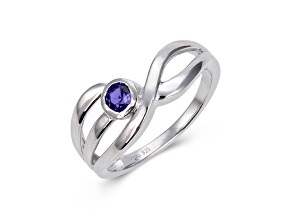 Lab Created Purple Sapphire Sterling Silver Open Design Solitaire Ring, 0.35ct