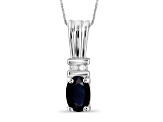 Black Sapphire Rhodium Over Sterling Silver Pendant with Chain 0.55ctw