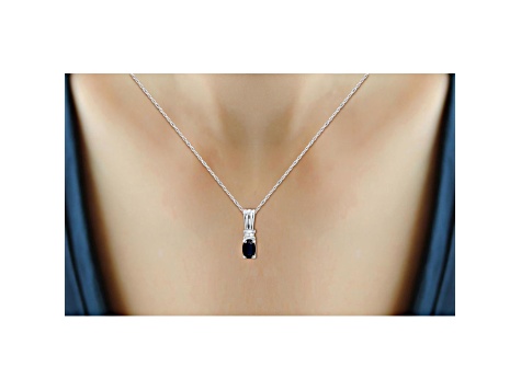 Black Sapphire Rhodium Over Sterling Silver Pendant with Chain 0.55ctw