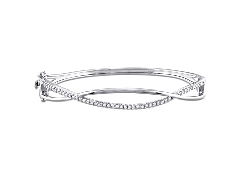 1/2 CT DEW Created Moissanite Bangle in Sterling Silver