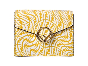 Fendi F is Fendi Yellow Leather Vertigo Print Small Trifold Wallet