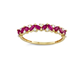 Ruby with Diamond Accent 10K Yellow Gold Ring 0.43ctw