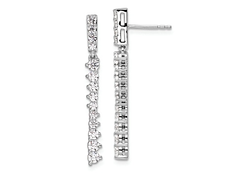 Rhodium Over 14K White Gold Lab Grown Diamond Post Dangle Earrings