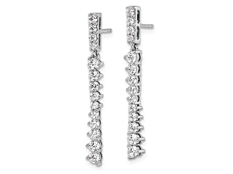 Rhodium Over 14K White Gold Lab Grown Diamond Post Dangle Earrings