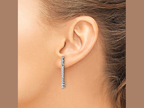 Rhodium Over 14K White Gold Lab Grown Diamond Post Dangle Earrings
