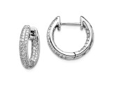 Rhodium Over 14K White Gold Lab Grown Diamond Hinged Hoop Earrings