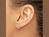 Rhodium Over 14K White Gold Lab Grown Diamond Hinged Hoop Earrings