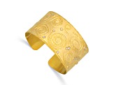 14K Yellow Gold Diamond Circle Pattern Cuff Bangle 0.23ctw