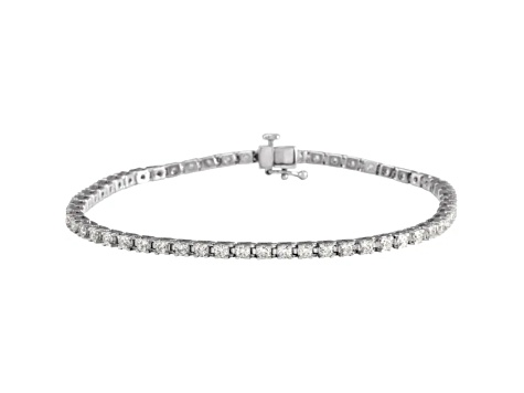 14K White Gold 1ctw Lab-Grown White Diamond Tennis Bracelet.