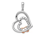 14k White Gold and 14k Rose Gold Diamond Entwined Hearts Pendant