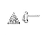 Rhodium Over 14K White Gold Lab Grown Diamond Triangle Cluster Post Earrings