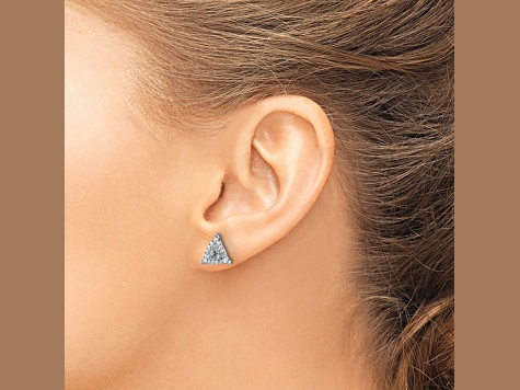 Rhodium Over 14K White Gold Lab Grown Diamond Triangle Cluster Post Earrings