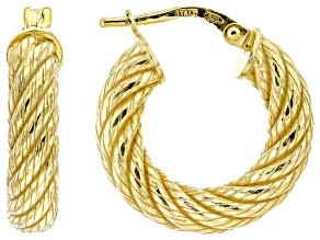Judith Ripka Verona 14K Yellow Gold Clad 3/4" Twisted Hoop Earrings
