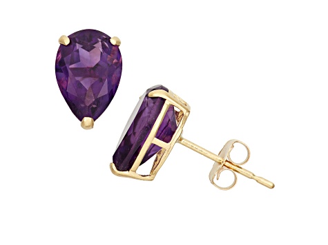 Purple Amethyst 10K Yellow Gold Earrings 2.40ctw