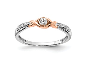 14K Two-tone White and Rose Gold First Promise Diamond Promise Ring 0.16ctw