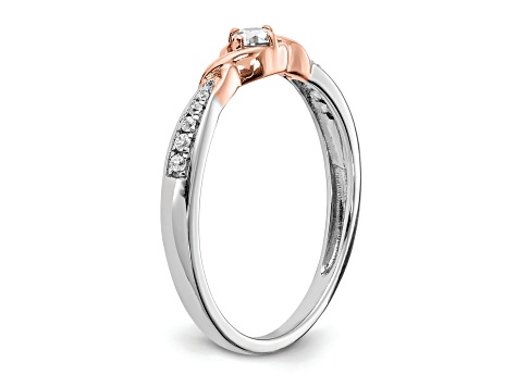 14K Two-tone White and Rose Gold First Promise Diamond Promise Ring 0.16ctw