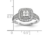 Rhodium Over 14K White Gold Diamond Cluster Engagement Ring 0.67ctw
