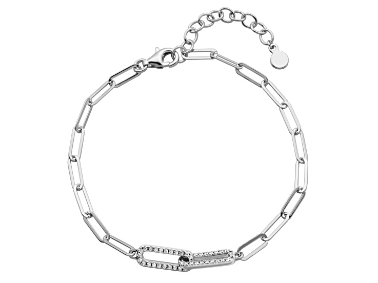 White Cubic Zirconia Rhodium Over Sterling Silver Bracelet (0.408
