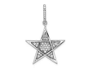 Picture of Rhodium Over 14k White Gold Polished Diamond Star Pendant