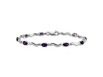 Rhodium Over 14k White Gold Diamond and Amethyst Bracelet