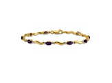 14k Yellow Gold and Rhodium Over 14k Yellow Gold Diamond and Amethyst Bracelet