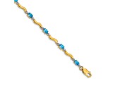 14k Yellow Gold and Rhodium Over 14k Yellow Gold Fancy Diamond and Blue Topaz Bracelet