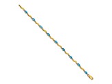 14k Yellow Gold and Rhodium Over 14k Yellow Gold Fancy Diamond and Blue Topaz Bracelet
