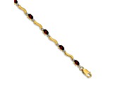 14k Yellow Gold and Rhodium Over 14k Yellow Gold Fancy Diamond and Garnet Bracelet