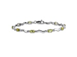 Rhodium Over 14k White Gold Fancy Diamond and Peridot Bracelet