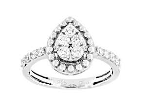 White Lab-Grown Diamond F-G SI Rhodium Over Sterling Silver Ring 0.50ctw