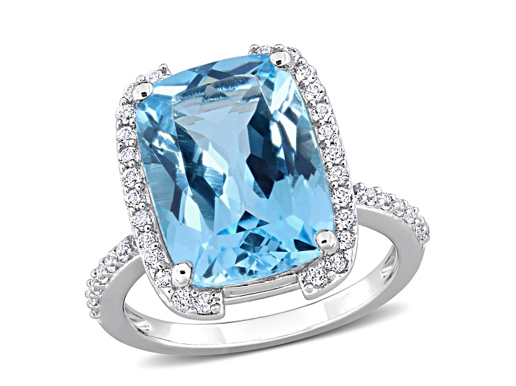9.40ctw Sky Blue and White Topaz Cocktail Ring in Sterling Silver