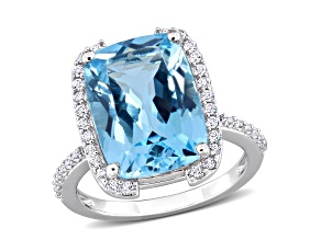 9.40ctw Sky Blue and White Topaz Cocktail Ring in Sterling Silver